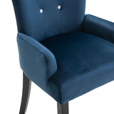 NNEVL Dining Chair with Armrests 2 pcs Dark Blue Velvet