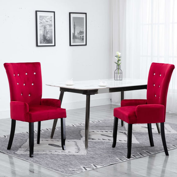 NNEVL Dining Chair with Armrests 2 pcs Red Velvet