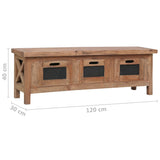 NNEVL TV Cabinet with 3 Drawers 120x30x40 cm Solid Mahogany Wood
