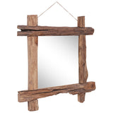 NNEVL Log Mirror Natural 70x70 cm Solid Reclaimed Wood