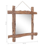 NNEVL Log Mirror Natural 70x70 cm Solid Reclaimed Wood