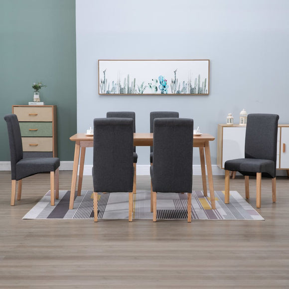 NNEVL Dining Chairs 6 pcs Grey Fabric