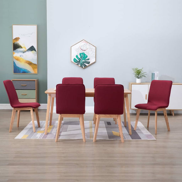 NNEVL Dining Chairs 6 pcs Red Fabric
