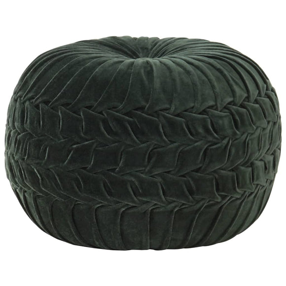 NNEVL Pouffe Cotton Velvet Smock Design 40x30 cm Green