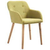 NNEVL Dining Chairs 4 pcs Green Fabric and Solid Oak Wood