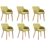 NNEVL Dining Chairs 6 pcs Green Fabric and Solid Oak Wood