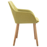 NNEVL Dining Chairs 6 pcs Green Fabric and Solid Oak Wood