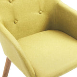 NNEVL Dining Chairs 6 pcs Green Fabric and Solid Oak Wood