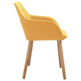 NNEVL Dining Chairs 4 pcs Yellow Fabric and Solid Oak Wood