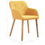 NNEVL Dining Chairs 4 pcs Yellow Fabric and Solid Oak Wood