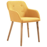 NNEVL Dining Chairs 6 pcs Yellow Fabric and Solid Oak Wood