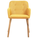 NNEVL Dining Chairs 6 pcs Yellow Fabric and Solid Oak Wood