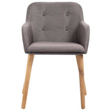 NNEVL Dining Chairs 4 pcs Taupe Fabric and Solid Oak Wood