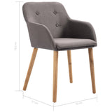NNEVL Dining Chairs 4 pcs Taupe Fabric and Solid Oak Wood