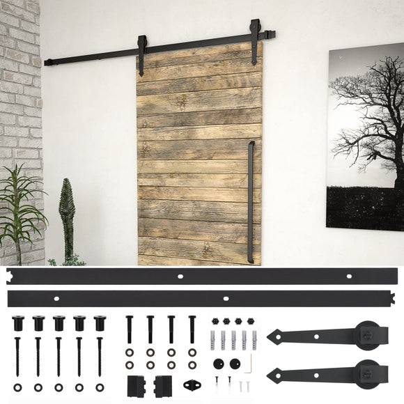 NNEVL Sliding Door Hardware Kit 200 cm Steel Black