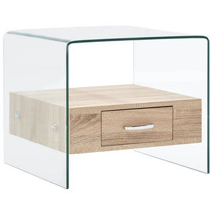 NNEVL Coffee Table with Drawer 50x50x45 cm Tempered Glass