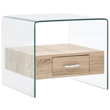 NNEVL Coffee Table with Drawer 50x50x45 cm Tempered Glass