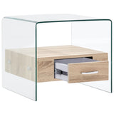 NNEVL Coffee Table with Drawer 50x50x45 cm Tempered Glass