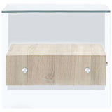 NNEVL Coffee Table with Drawer 50x50x45 cm Tempered Glass