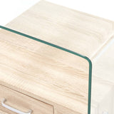 NNEVL Coffee Table with Drawer 50x50x45 cm Tempered Glass