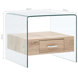NNEVL Coffee Table with Drawer 50x50x45 cm Tempered Glass