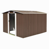 NNEVL Garden Shed 257x298x178 cm Metal Brown