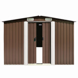 NNEVL Garden Shed 257x392x181 cm Metal Brown