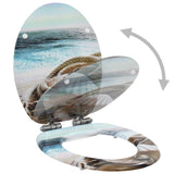 NNEVL WC Toilet Seats 2 pcs with Soft Close Lids MDF Muschel Design