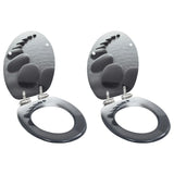 NNEVL WC Toilet Seats 2 pcs with Soft Close Lids MDF Stones Design