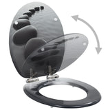 NNEVL WC Toilet Seats 2 pcs with Soft Close Lids MDF Stones Design