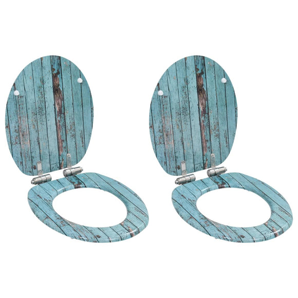 NNEVL WC Toilet Seats 2 pcs with Soft Close Lids MDF Old Wood Design