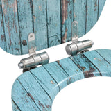 NNEVL WC Toilet Seats 2 pcs with Soft Close Lids MDF Old Wood Design