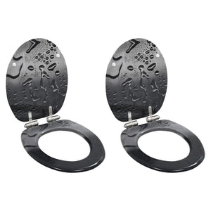 NNEVL WC Toilet Seats 2 pcs with Soft Close Lids MDF Water Drop Design