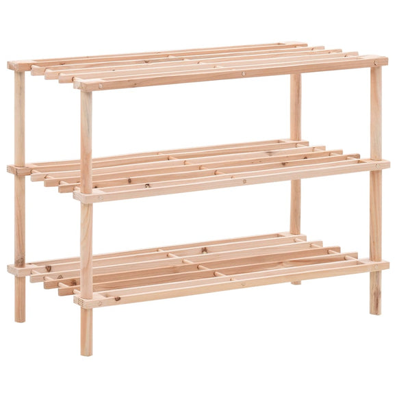 NNEVL 3-Tier Shoe Rack Solid Fir Wood