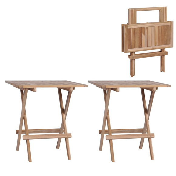 NNEVL Folding Bistro Tables 2 pcs 60x60x65 cm Solid Teak