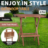 NNEVL Folding Bistro Tables 2 pcs 60x60x65 cm Solid Teak