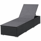 NNEVL Sun Loungers with Cushions 2 pcs Poly Rattan Black