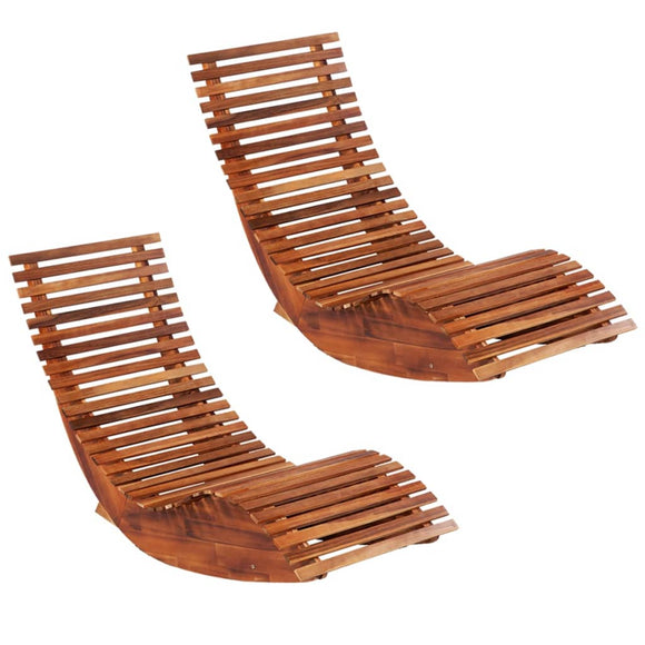 NNEVL Rocking Sun Loungers 2 pcs Solid Wood Acacia