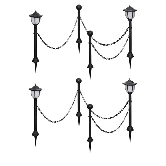 NNEVL Solar Lights 4 pcs with Chain Fence and Poles
