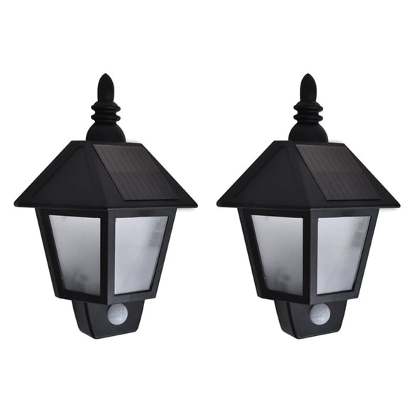 NNEVL Solar Wall Lamps 2 pcs with Motion Sensor Black