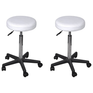 NNEVL Office Stools 2 pcs White 35.5x98 cm Faux Leather