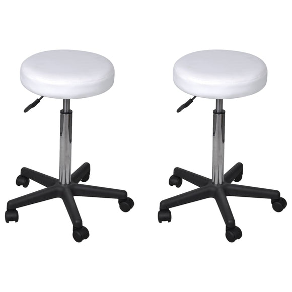 NNEVL Office Stools 2 pcs White 35.5x98 cm Faux Leather