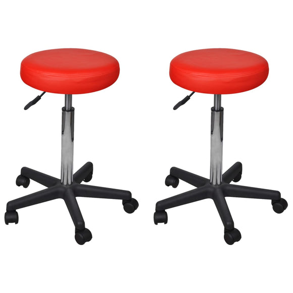 NNEVL Office Stools 2 pcs Red 35.5x84 cm Faux Leather