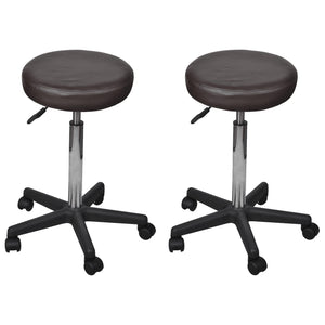 NNEVL Office Stools 2 pcs Brown 35.5x98 cm Faux Leather