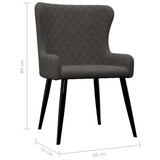 NNEVL Dining Chairs 2 pcs Grey Velvet