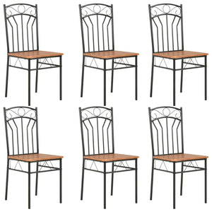 NNEVL Dining Chairs 6 pcs Brown MDF