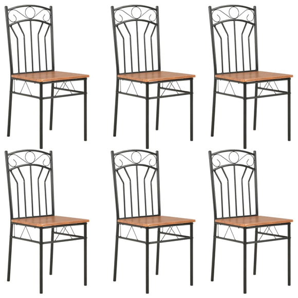NNEVL Dining Chairs 6 pcs Brown MDF