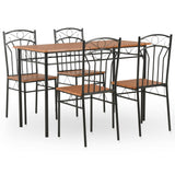 NNEVL 5 Piece Dining Set MDF and Steel Brown