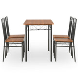 NNEVL 5 Piece Dining Set MDF and Steel Brown