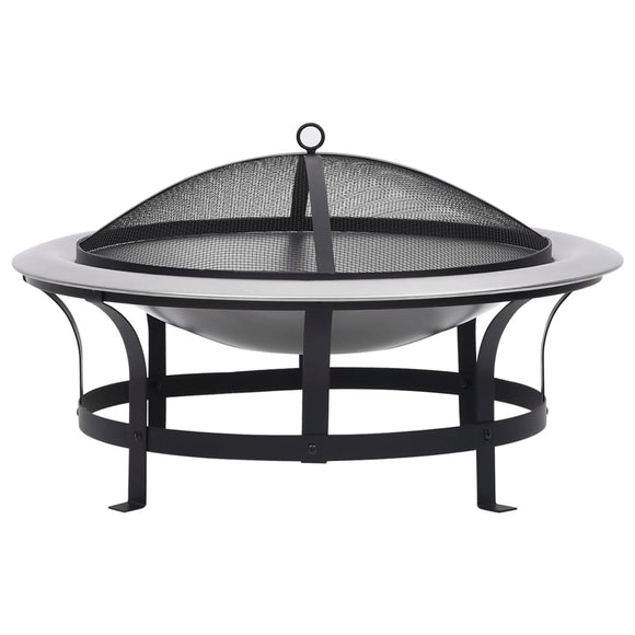 NNEVL Outdoor Fire Pit with Grill Stainless Steel 76 cm